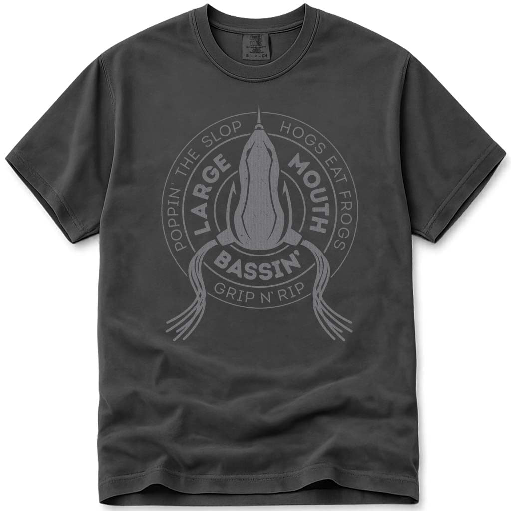 Largemouth Bass Fishing Shirt Frogs Take Hogs T Shirt - Pepper