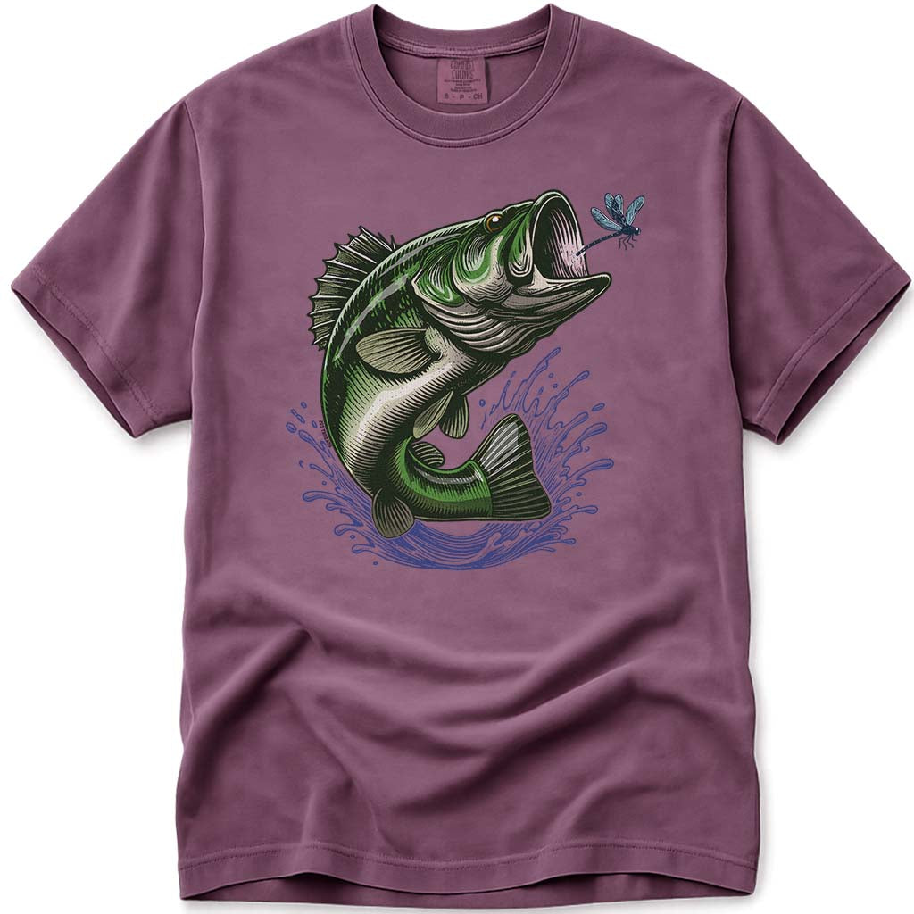 Leaping Largemouth Bass T-Shirt - Berry