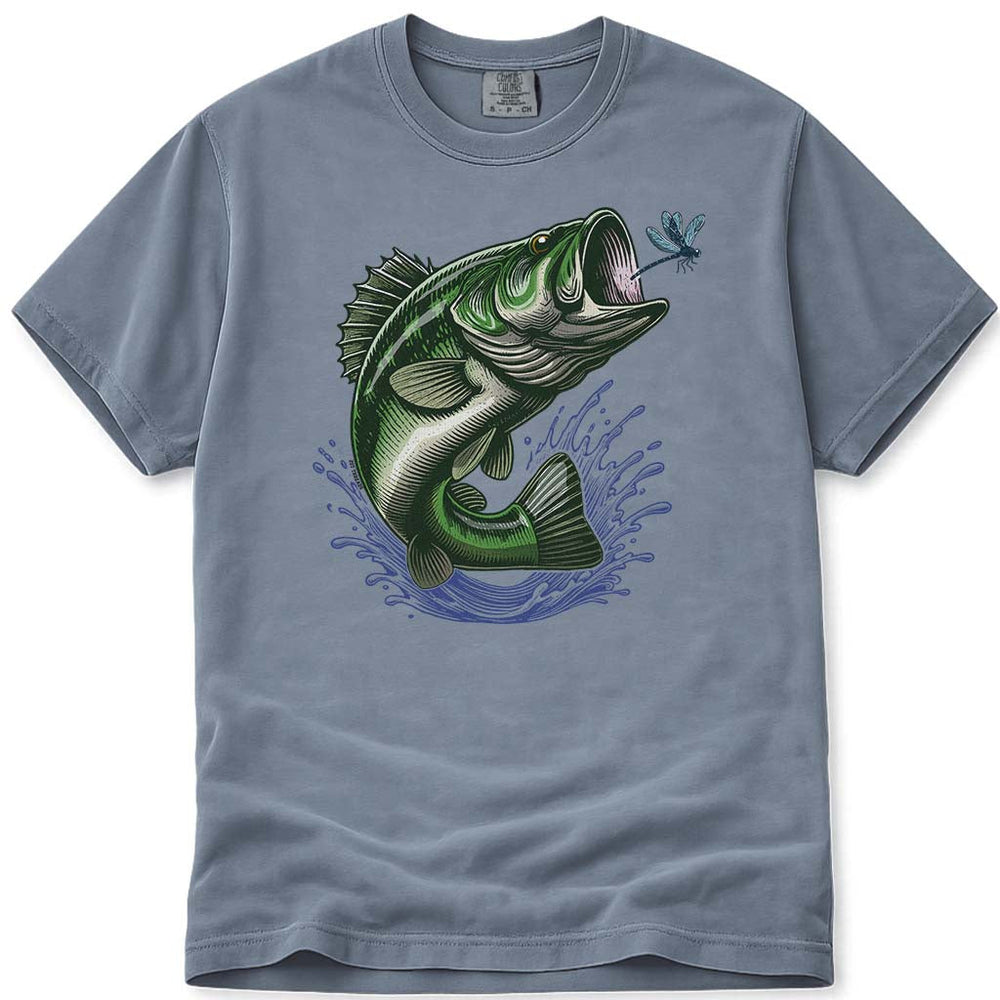 Leaping Largemouth Bass T-Shirt - Blue Jean