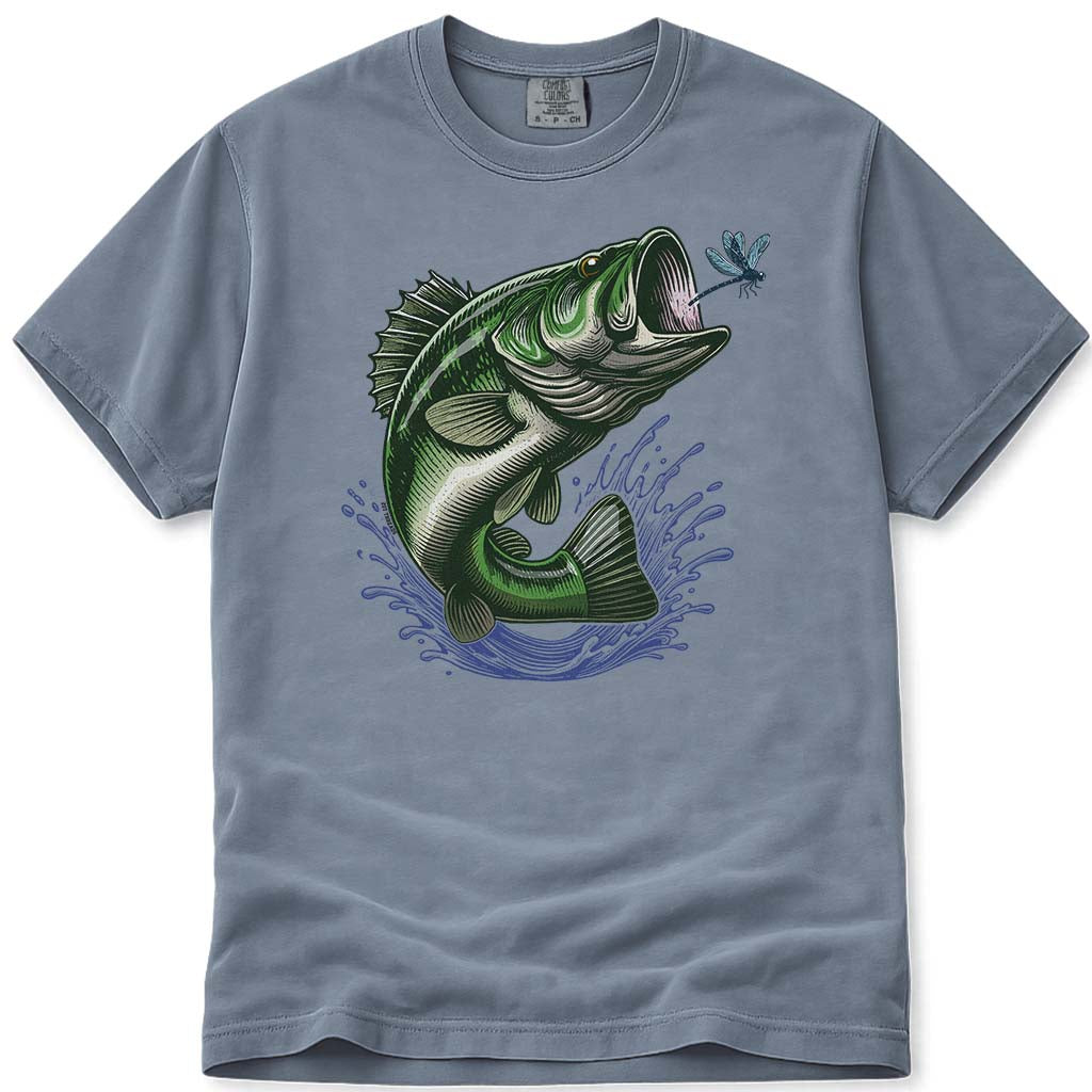 Leaping Largemouth Bass T-Shirt - Blue Jean