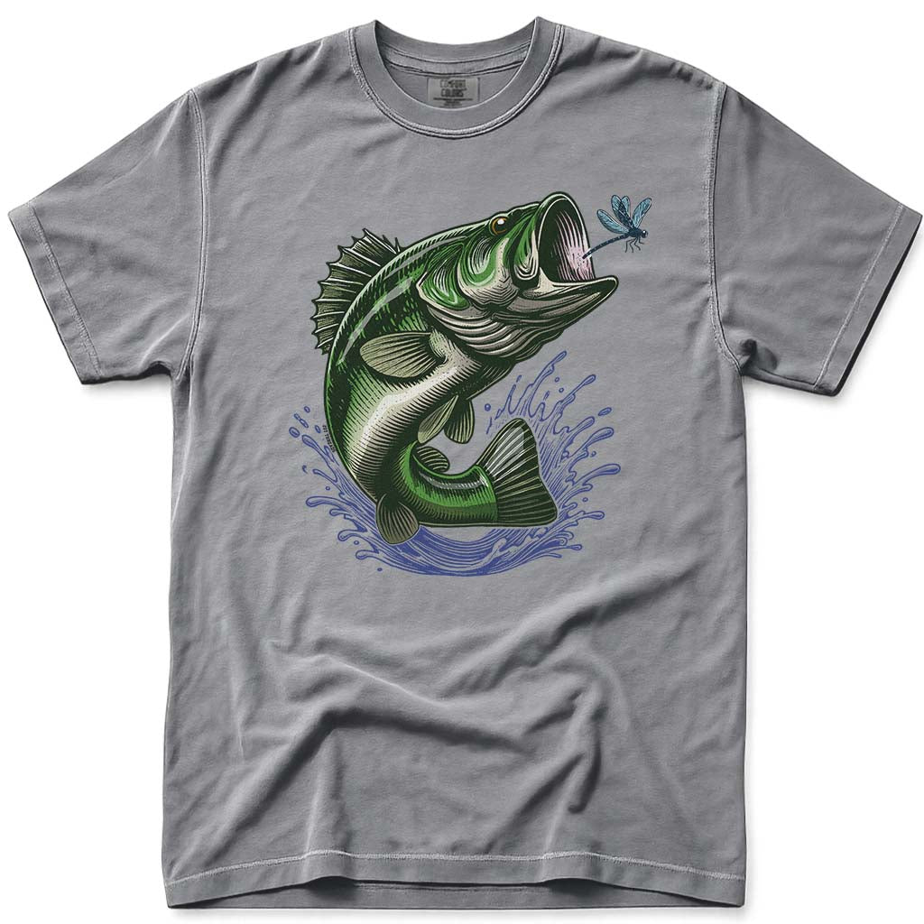 Leaping Largemouth Bass T-Shirt - Grey