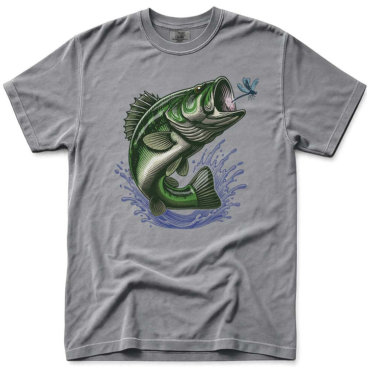 Leaping Largemouth Bass T-Shirt - Grey