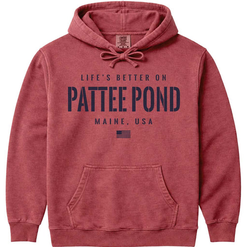 Life is Better at Pattee Pond Maine Hooded Sweatshirt
