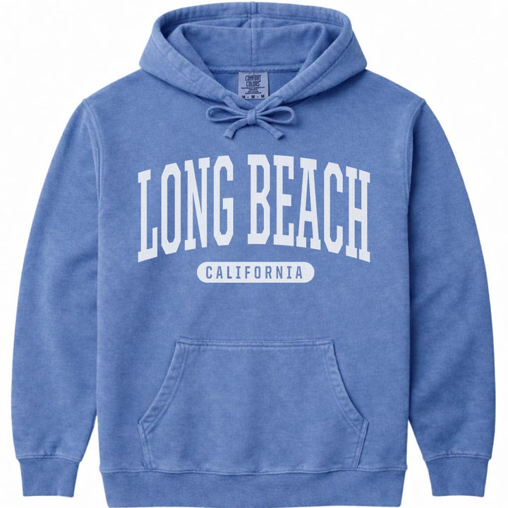 Long Beach California Hooded Sweatshirt - Flo Blue