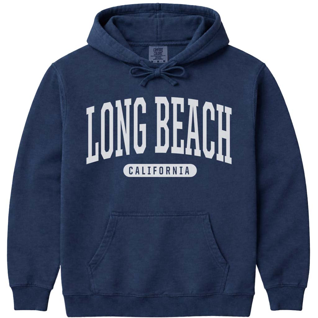 Long Beach California Hooded Sweatshirt - Navy