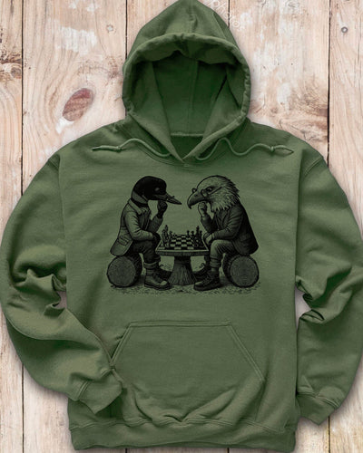 Loon & Eagle Playing Chess Hoodie