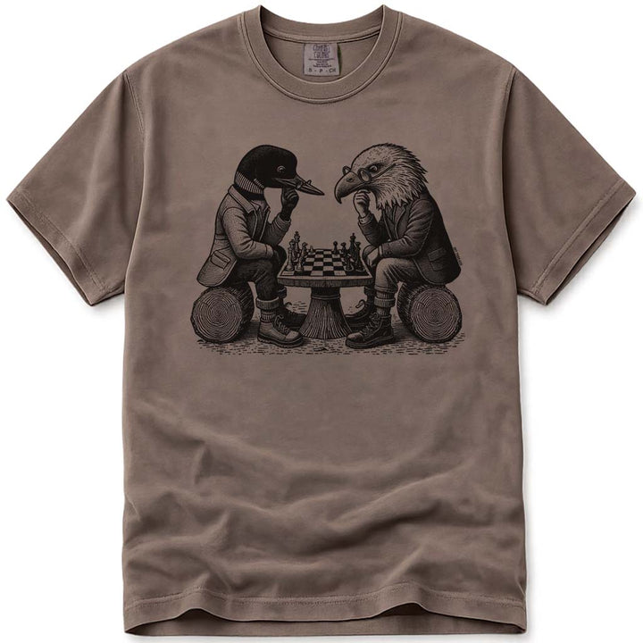 Loon and Eagle Chess T Shirt - Espresso
