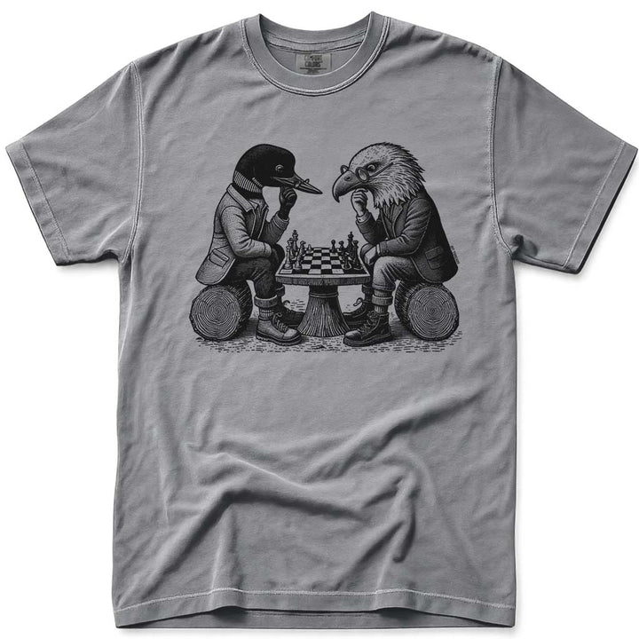 Loon and Eagle Chess T Shirt - Grey