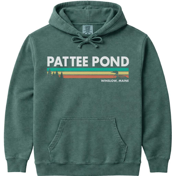 Loon & Pine Trees Retro Stripes Pattee Pond Sweatshirt - Blue Spruce