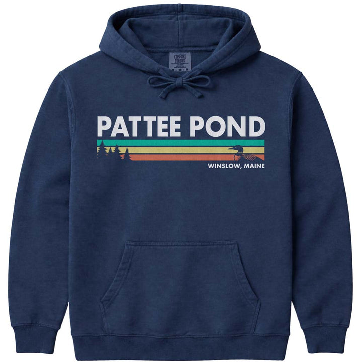 Loon & Pine Trees Retro Stripes Pattee Pond Sweatshirt - Navy