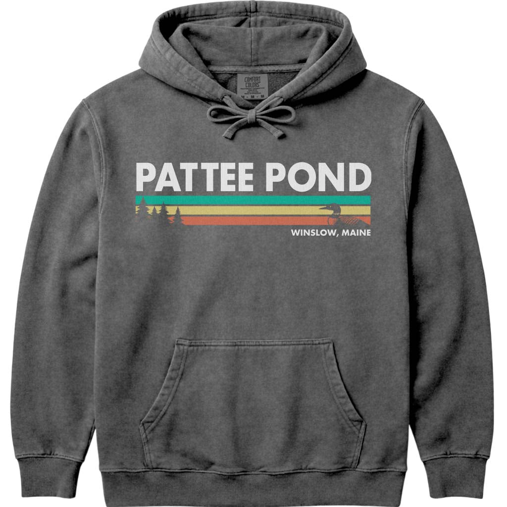 Loon & Pine Trees Retro Stripes Pattee Pond Sweatshirt - Pepper