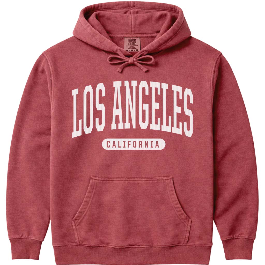 Los Angeles California Hooded Sweatshirt - Crimson