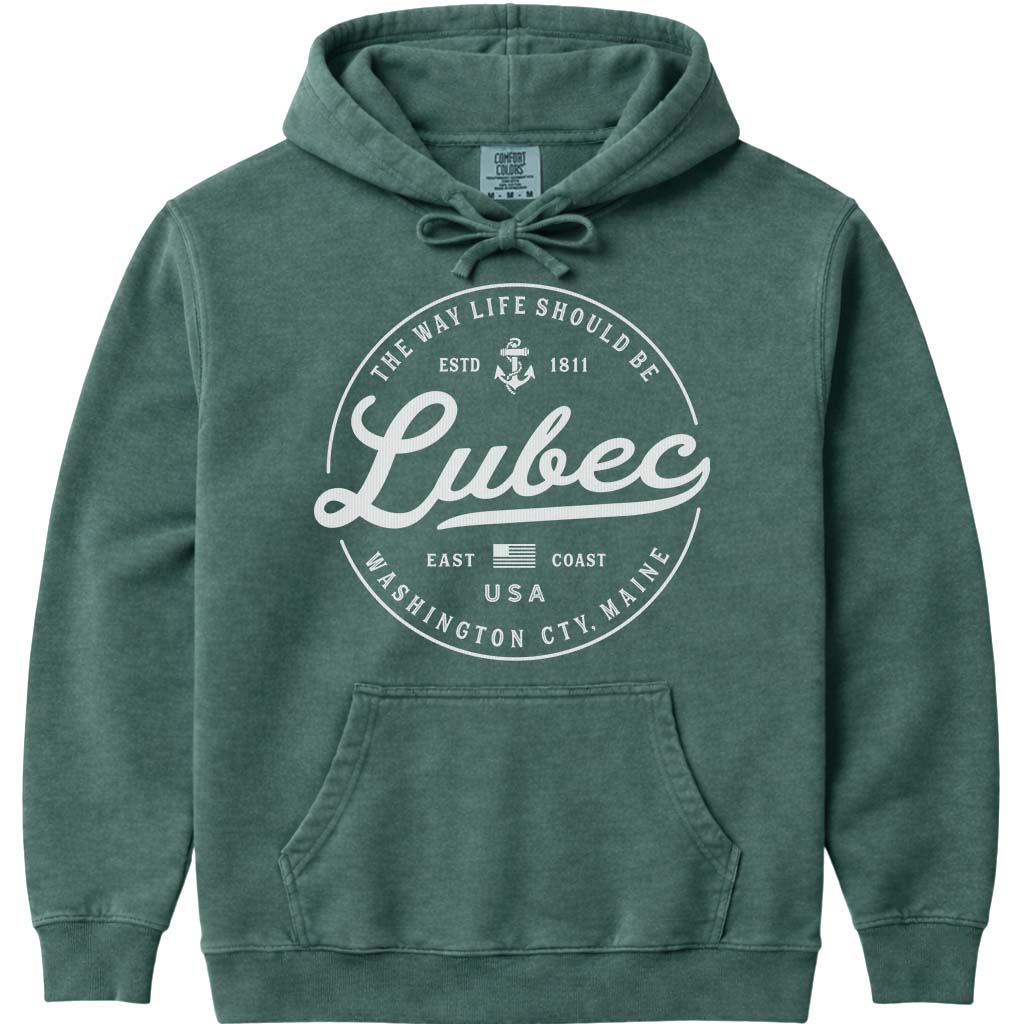 Lubec Maine Hooded Sweatshirt - Blue Spruce