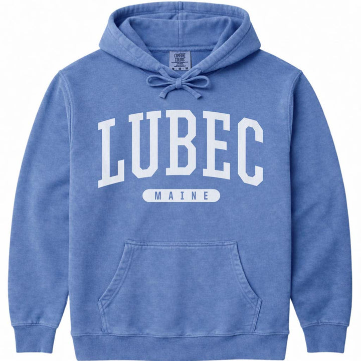Lubec Maine Campus Style Hoodie - Flo Blue