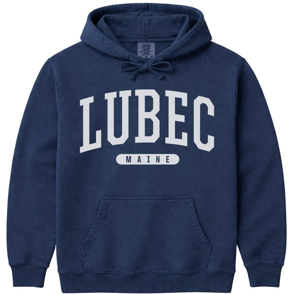 Lubec Maine Campus Style Hoodie - Navy