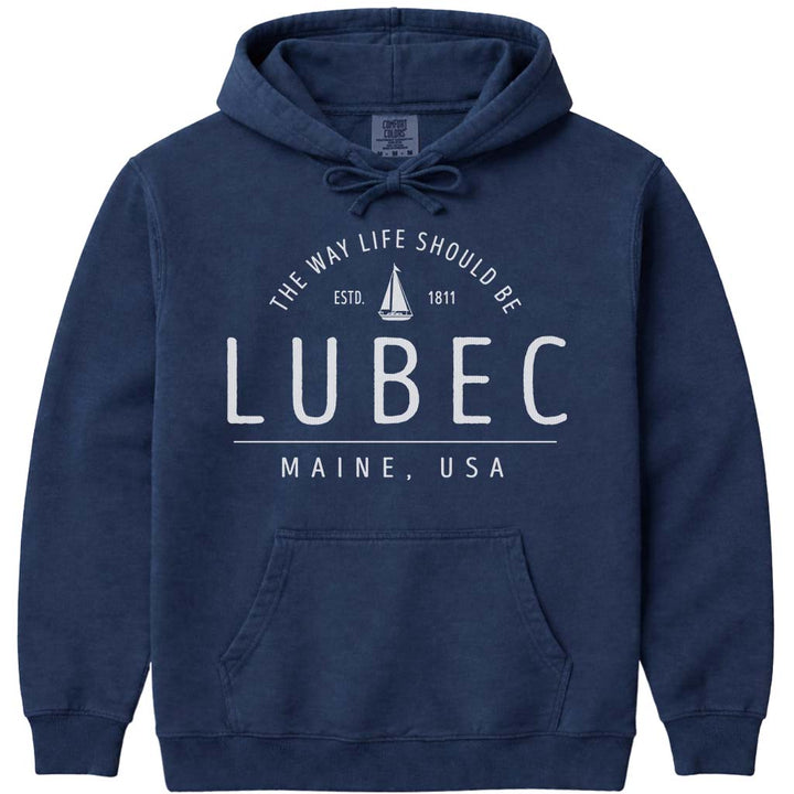 Lubec Maine Sailboat Hoodie - Navy