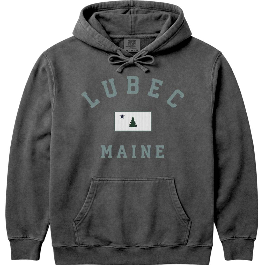 Lubec Maine Flag Hoodie - Pepper