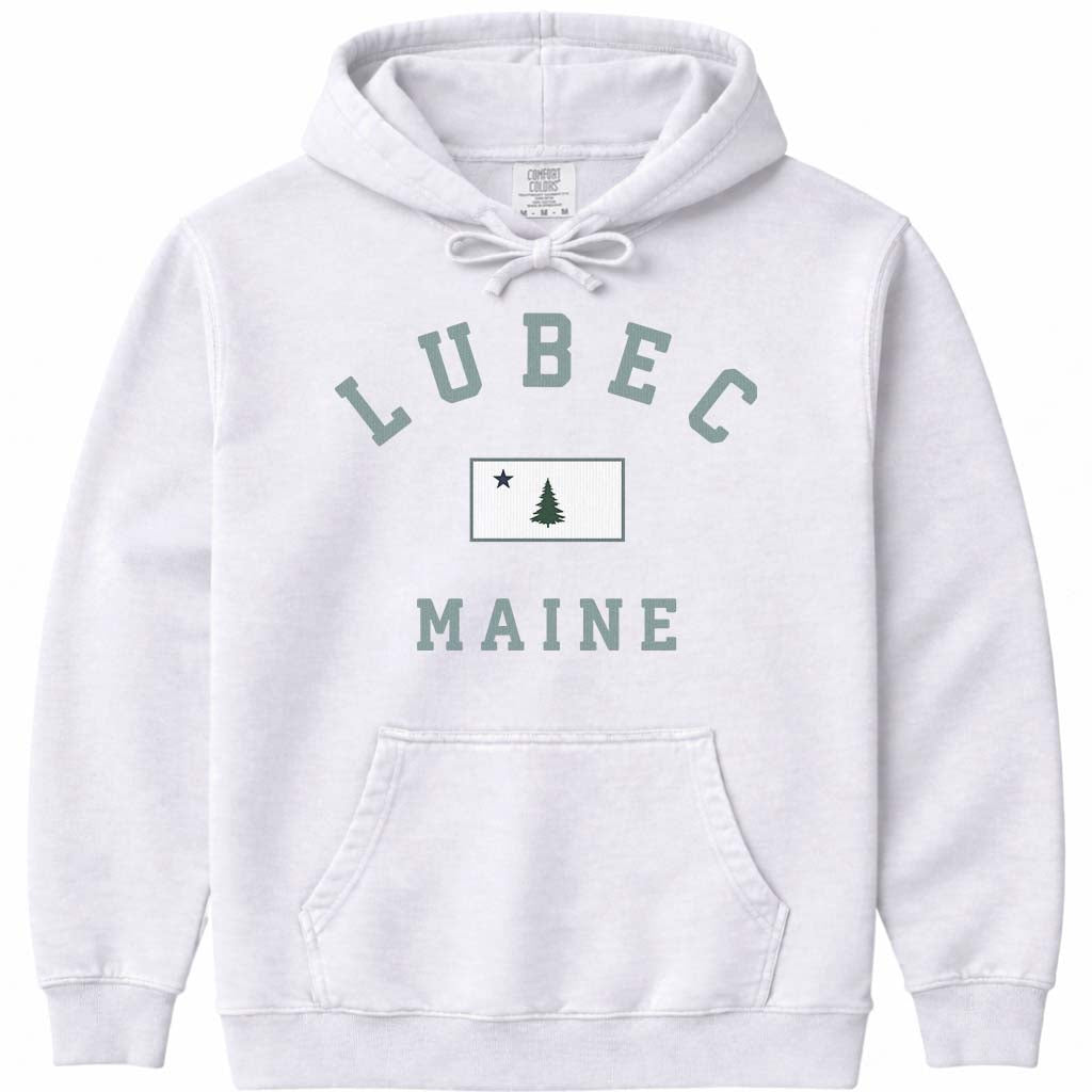 Lubec Maine Flag Hoodie - White
