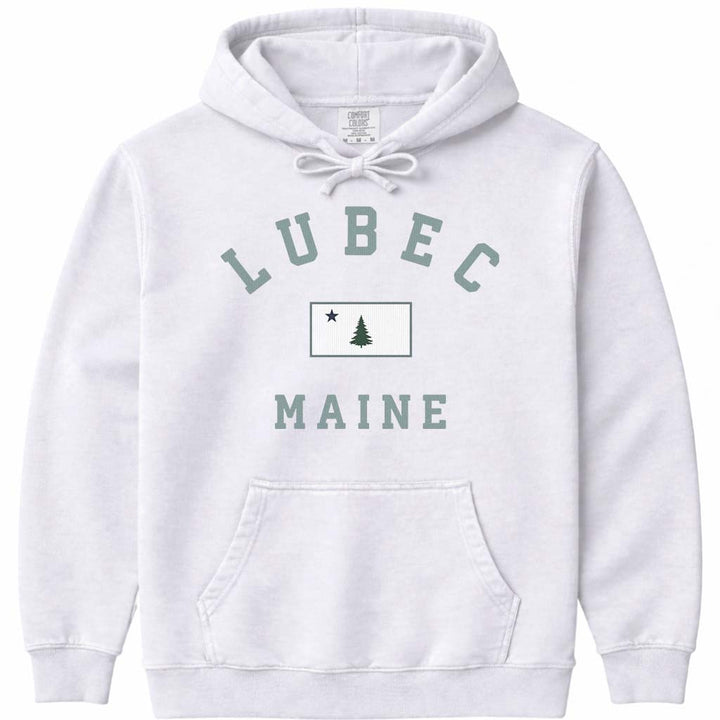 Lubec Maine Flag Hoodie - White