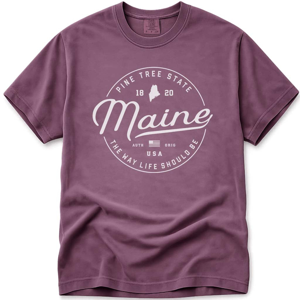 State of Maine T Shirt - Berry