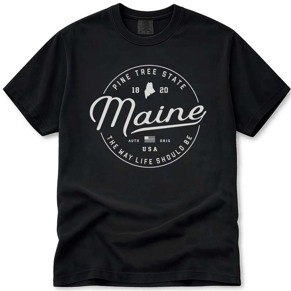 State of Maine T Shirt - Black
