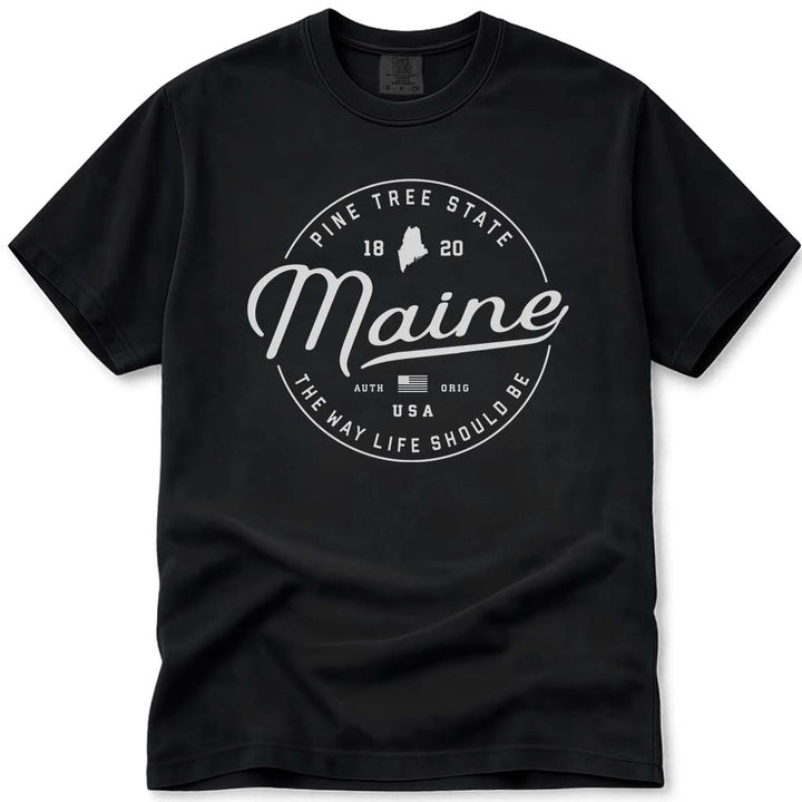 State of Maine T Shirt - Black