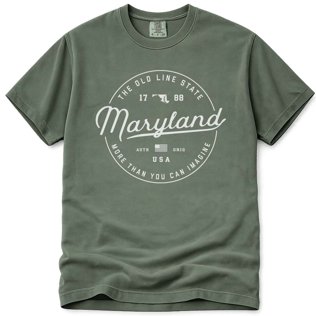 State of Maryland T Shirt - Moss