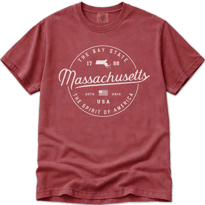 State of Massachusetts T Shirt - Crimson