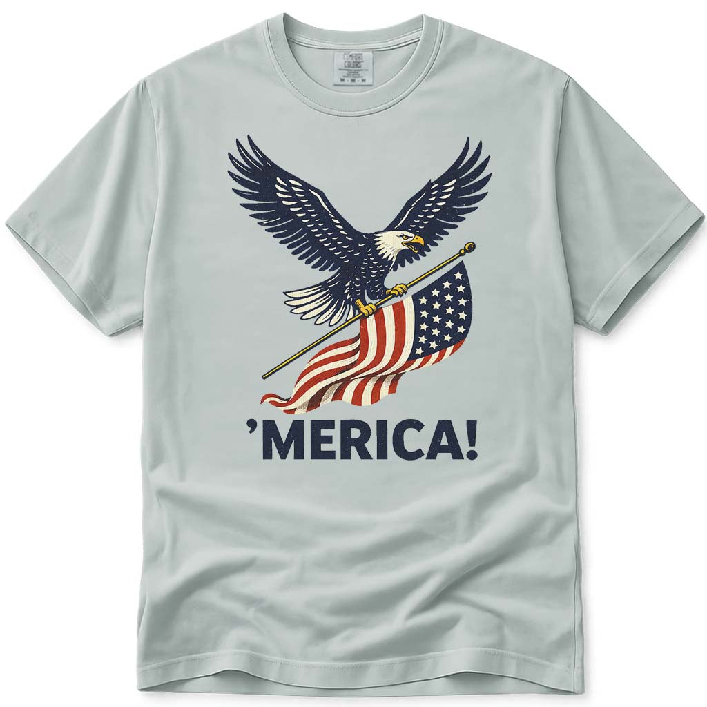 MERICA! USA Flag Patriotic Eagle 4th of July Tee - Bay
