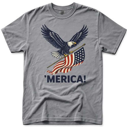 MERICA! USA Flag Patriotic Eagle 4th of July Tee