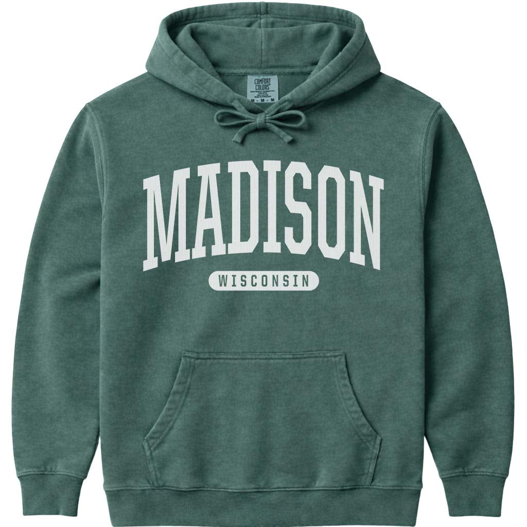 Madison Wisconsin Hooded Sweatshirt - Blue Spruce