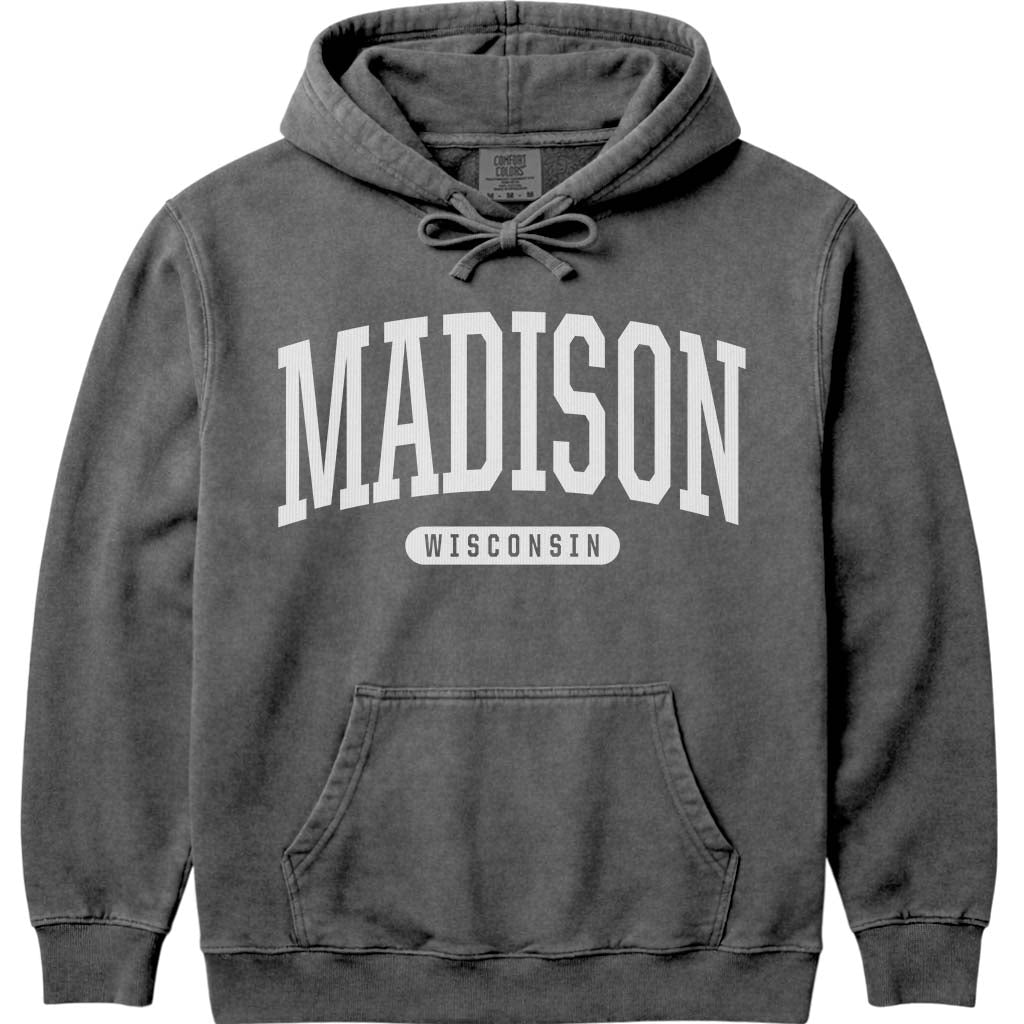 Madison Wisconsin Hooded Sweatshirt - Pepper