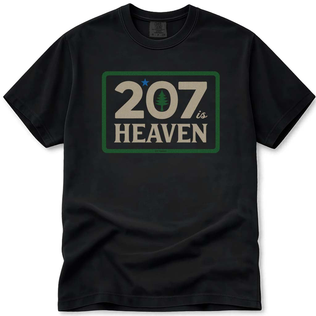Maine 207 Is Heaven T Shirt - Black