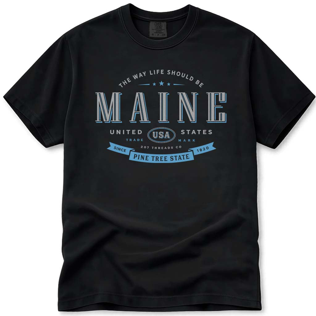 Maine Souvenir T Shirt - Black