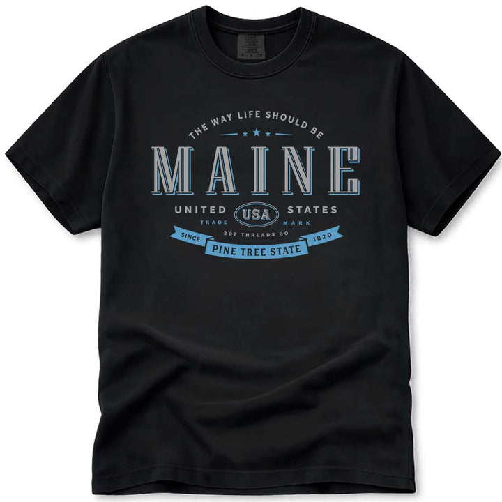 Maine Souvenir T Shirt - Black