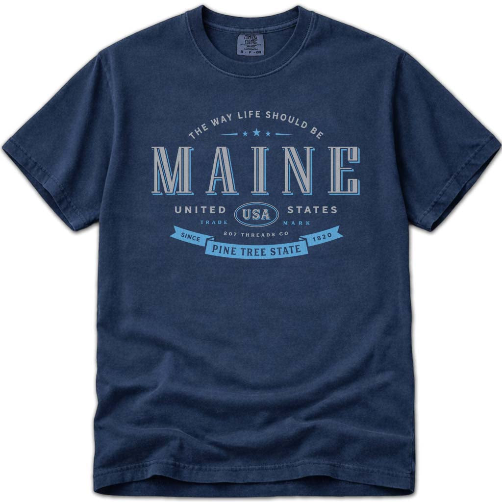 Maine Souvenir T Shirt - Navy