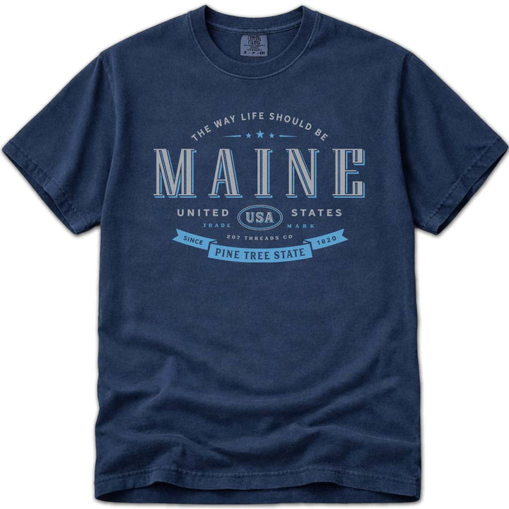 Maine Souvenir T Shirt - Navy