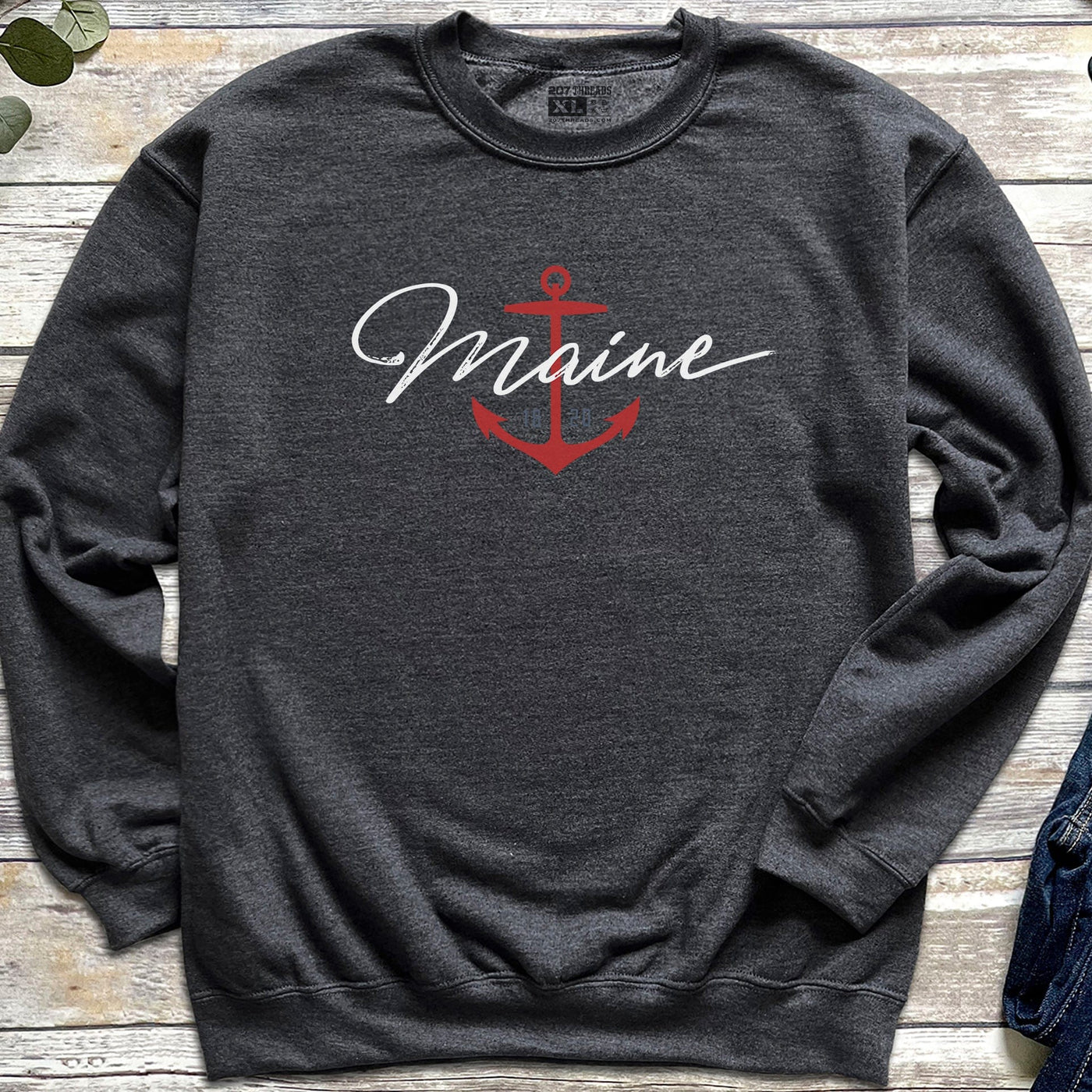 Maine Nautical Anchor Crewneck Sweatshirt