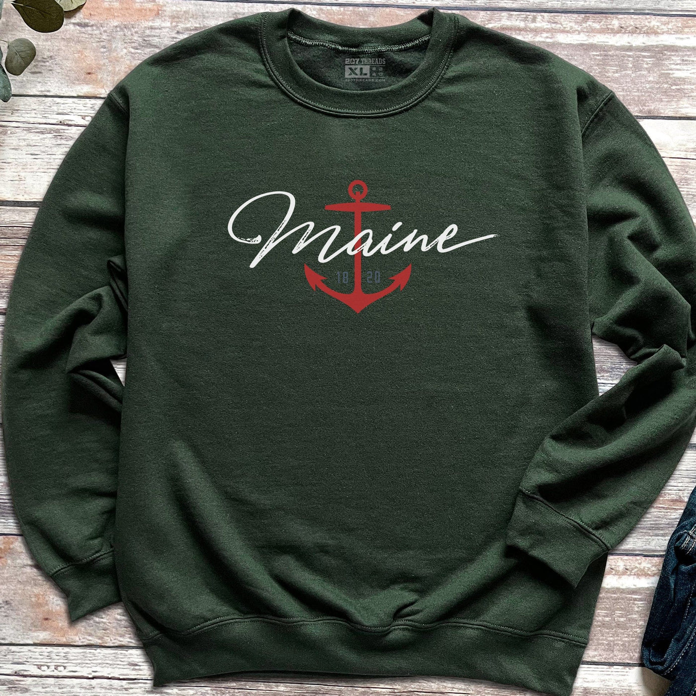 Maine Nautical Anchor Crewneck Sweatshirt