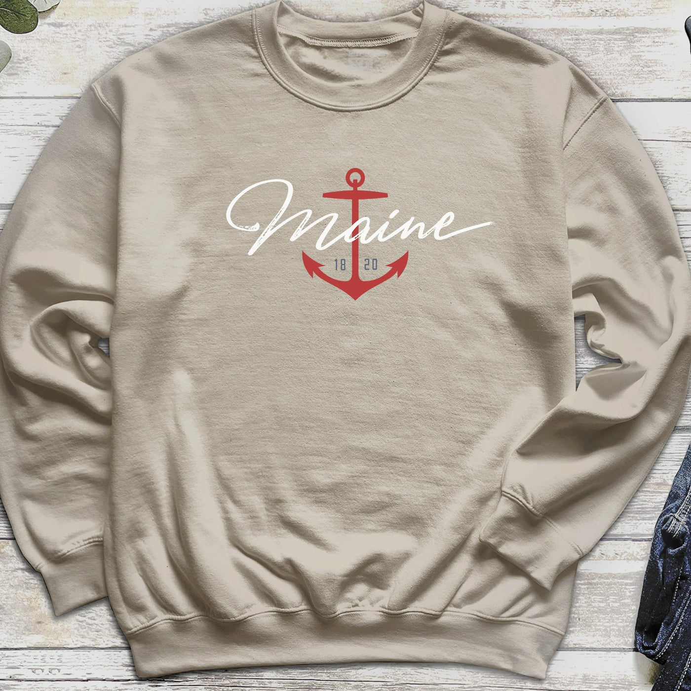 Maine Nautical Anchor Crewneck Sweatshirt