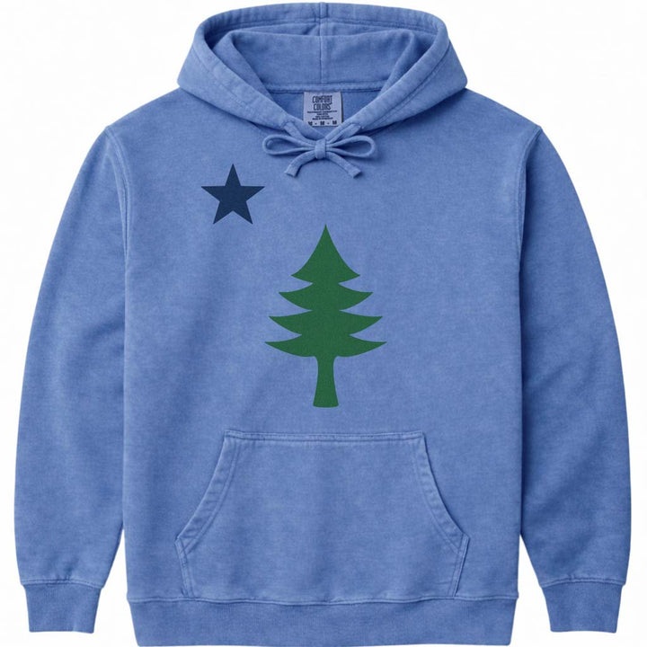 Maine 1901 Flag Hoodie Sweatshirt - Flo Blue