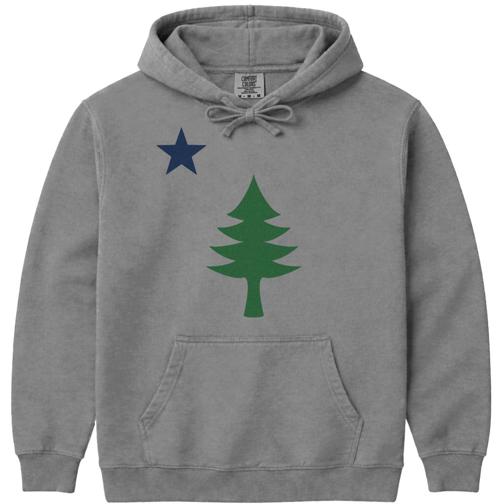 Maine 1901 Flag Hoodie Sweatshirt - Grey