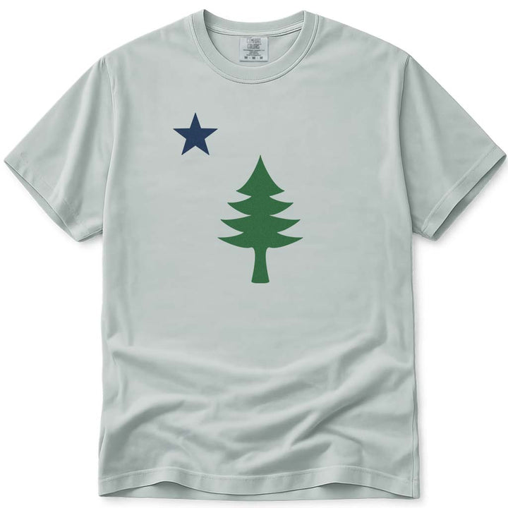 Maine 1901 Flag Tree and Star T Shirt - Bay