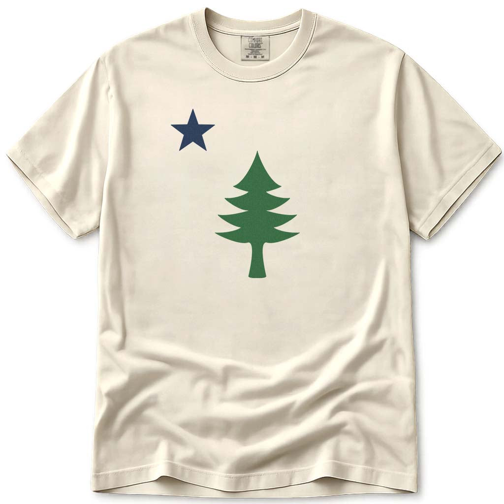 Maine 1901 Flag Tree and Star T Shirt - Ivory