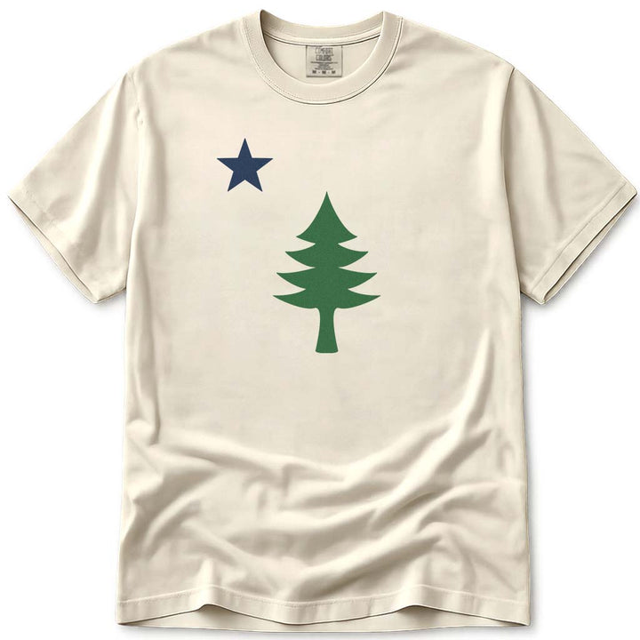 Maine 1901 Flag Tree and Star T Shirt - Ivory