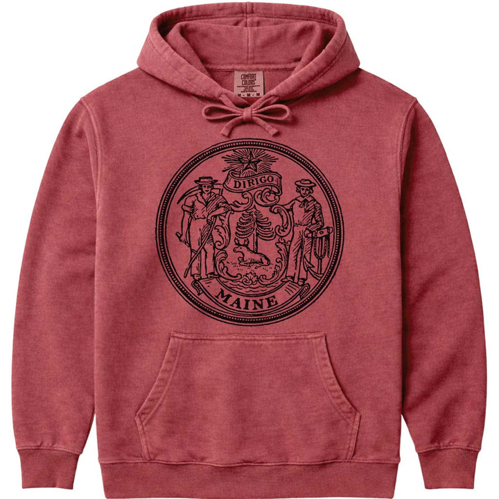 Maine Dirigo Seal Logo Hoodie Sweatshirt - Crimson