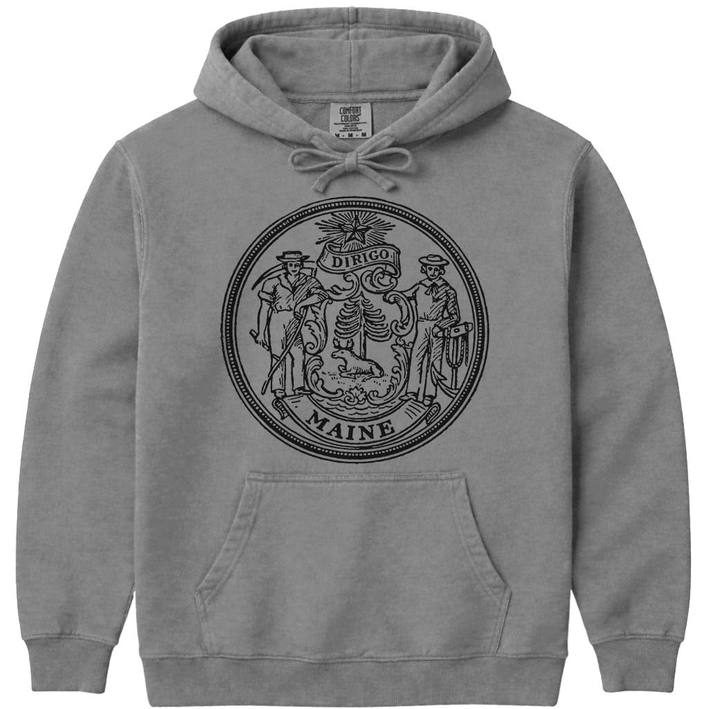 Maine Dirigo Seal Logo Hoodie Sweatshirt - Grey