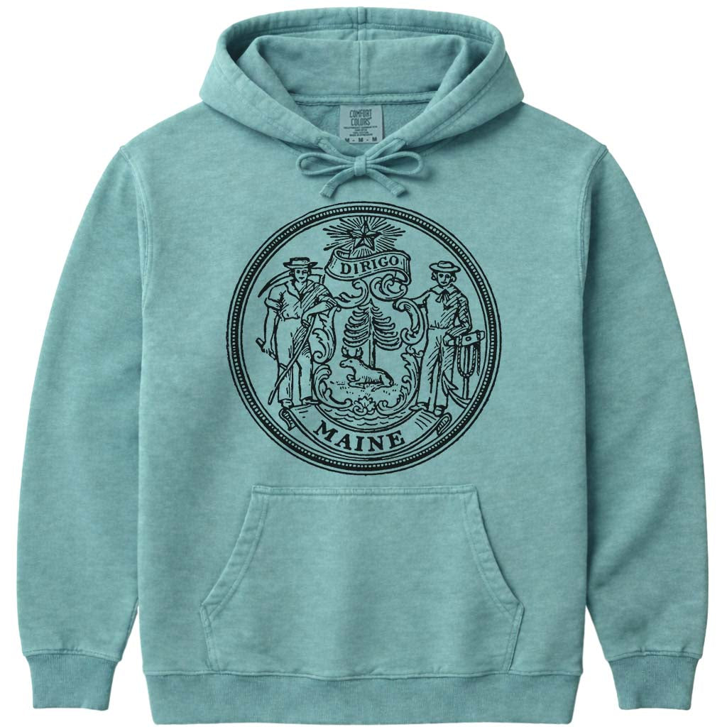 Maine Dirigo Seal Logo Hoodie Sweatshirt - Seafoam