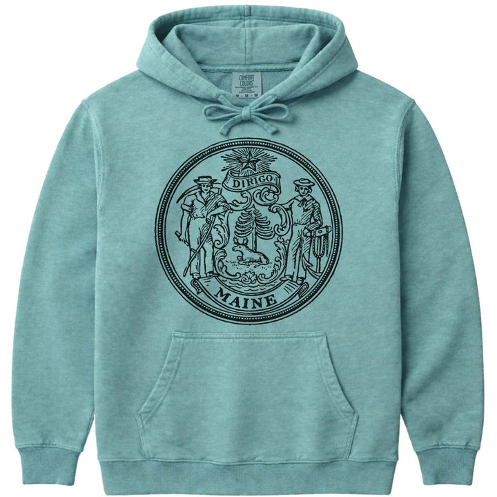 Maine Dirigo Seal Logo Hoodie Sweatshirt - Seafoam