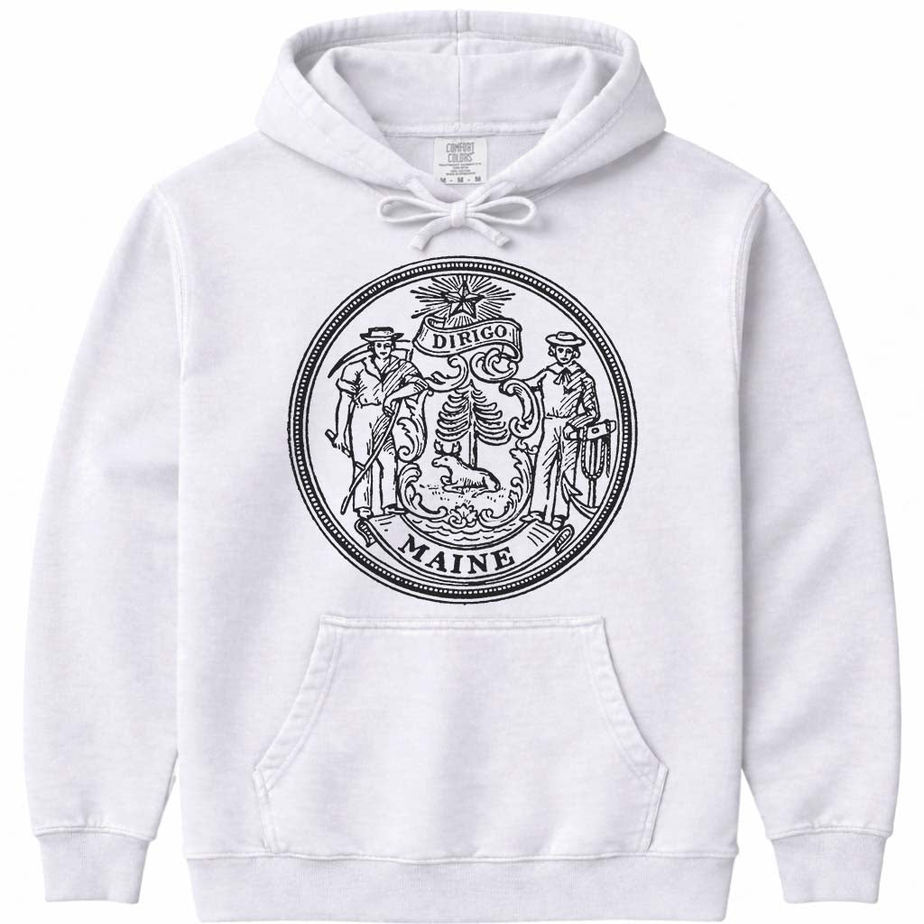 Maine Dirigo Seal Logo Hoodie Sweatshirt - White
